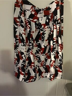 Cato Black White and Red Floral A-Line Skirt